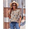 Zeagoo Womens Short Sleeve Tops Floral Boho Shirts Pleated Crewneck Summer Outfit Puff Sleeve Blouses Casual Tunic(Floral Beige 170)