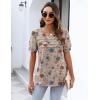 Zeagoo Womens Short Sleeve Tops Floral Boho Shirts Pleated Crewneck Summer Outfit Puff Sleeve Blouses Casual Tunic(Floral Beige 170)