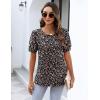 Zeagoo Womens Short Sleeve Tops Floral Boho Shirts Pleated Crewneck Summer Outfit Puff Sleeve Blouses Casual Tunic(Floral Black 532)