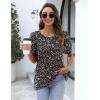 Zeagoo Womens Short Sleeve Tops Floral Boho Shirts Pleated Crewneck Summer Outfit Puff Sleeve Blouses Casual Tunic(Floral Black 532)