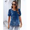 Zeagoo Womens Short Sleeve Tops Floral Boho Shirts Pleated Crewneck Summer Outfit Puff Sleeve Blouses Casual Tunic(Mz712)