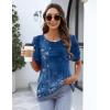 Zeagoo Womens Short Sleeve Tops Floral Boho Shirts Pleated Crewneck Summer Outfit Puff Sleeve Blouses Casual Tunic(Mz712)