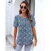 Zeagoo Womens Short Sleeve Tops Floral Boho Shirts Pleated Crewneck Summer Outfit Puff Sleeve Blouses Casual Tunic(Pa236)