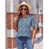 Zeagoo Womens Short Sleeve Tops Floral Boho Shirts Pleated Crewneck Summer Outfit Puff Sleeve Blouses Casual Tunic(Pa236)
