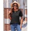 Zeagoo Womens Short Sleeve Tops Floral Boho Shirts Pleated Crewneck Summer Outfit Puff Sleeve Blouses Casual Tunic(S Black)
