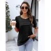 Zeagoo Womens Short Sleeve Tops Floral Boho Shirts Pleated Crewneck Summer Outfit Puff Sleeve Blouses Casual Tunic(S Black)