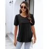 Zeagoo Womens Short Sleeve Tops Floral Boho Shirts Pleated Crewneck Summer Outfit Puff Sleeve Blouses Casual Tunic(S Black)