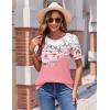 Zeagoo Womens Short Sleeve Tops Floral Boho Shirts Pleated Crewneck Summer Outfit Puff Sleeve Blouses Casual Tunic(Sf122)