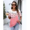Zeagoo Womens Short Sleeve Tops Floral Boho Shirts Pleated Crewneck Summer Outfit Puff Sleeve Blouses Casual Tunic(Sf122)