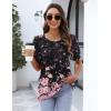 Zeagoo Womens Short Sleeve Tops Floral Boho Shirts Pleated Crewneck Summer Outfit Puff Sleeve Blouses Casual Tunic(Sf31)