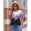 Zeagoo Womens Short Sleeve Tops Floral Boho Shirts Pleated Crewneck Summer Outfit Puff Sleeve Blouses Casual Tunic(Sf42)