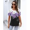 Zeagoo Womens Short Sleeve Tops Floral Boho Shirts Pleated Crewneck Summer Outfit Puff Sleeve Blouses Casual Tunic(Sf42)