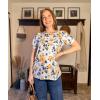 Zeagoo Womens Short Sleeve Tops Floral Boho Shirts Pleated Crewneck Summer Outfit Puff Sleeve Blouses Casual Tunic(Wf38)