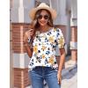 Zeagoo Womens Short Sleeve Tops Floral Boho Shirts Pleated Crewneck Summer Outfit Puff Sleeve Blouses Casual Tunic(Wf38)