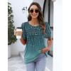Zeagoo Womens Short Sleeve Tops Floral Boho Shirts Pleated Crewneck Summer Outfit Puff Sleeve Blouses Casual Tunic(Xh3636)