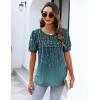 Zeagoo Womens Short Sleeve Tops Floral Boho Shirts Pleated Crewneck Summer Outfit Puff Sleeve Blouses Casual Tunic(Xh3636)