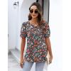 Zeagoo Womens Short Sleeve Tops Floral Boho Shirts Pleated Crewneck Summer Outfit Puff Sleeve Blouses Casual Tunic(Xh464)