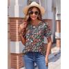 Zeagoo Womens Short Sleeve Tops Floral Boho Shirts Pleated Crewneck Summer Outfit Puff Sleeve Blouses Casual Tunic(Xh464)