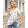 Zeagoo Womens Short Sleeve Tops Summer Henley V-Neck Tshirts Casual Pleated Blouse Dressy Loose Floral Basic Tee(01-white Floral)