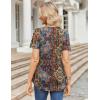 Zeagoo Womens Short Sleeve Tops Summer Henley V-Neck Tshirts Casual Pleated Blouse Dressy Loose Floral Basic Tee(Ethnic Floral 01)