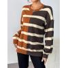 Zeagoo Womens Striped Oversized Sweater 2025 Crew Neck Long Sleeve Knitted Color Block Casual Loose Pullover Top(Brown&black Stripe)