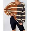 Zeagoo Womens Striped Oversized Sweater 2025 Crew Neck Long Sleeve Knitted Color Block Casual Loose Pullover Top(Brown&black Stripe)