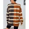 Zeagoo Womens Striped Oversized Sweater 2025 Crew Neck Long Sleeve Knitted Color Block Casual Loose Pullover Top(Brown&black Stripe)
