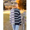 Zeagoo Womens Striped Oversized Sweater 2025 Crew Neck Long Sleeve Knitted Color Block Casual Loose Pullover Top(Navy&purple Stripe)