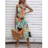 Zeagoo Women’s Summer Casual Boho Sundress Spaghetti Strap Square Neck Flowy Midi Dresses A Line Beach Dress with Pockets(A02-green Leaves)