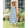 Zeagoo Women’s Summer Casual Boho Sundress Spaghetti Strap Square Neck Flowy Midi Dresses A Line Beach Dress with Pockets(A03-white Blue Floral)