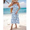 Zeagoo Women’s Summer Casual Boho Sundress Spaghetti Strap Square Neck Flowy Midi Dresses A Line Beach Dress with Pockets(A03-white Blue Floral)
