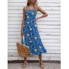 Zeagoo Women’s Summer Casual Boho Sundress Spaghetti Strap Square Neck Flowy Midi Dresses A Line Beach Dress with Pockets(Bf165)
