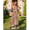 Zeagoo Women’s Summer Casual Boho Sundress Spaghetti Strap Square Neck Flowy Midi Dresses A Line Beach Dress with Pockets(Cx258)