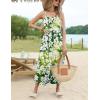 Zeagoo Women’s Summer Casual Boho Sundress Spaghetti Strap Square Neck Flowy Midi Dresses A Line Beach Dress with Pockets(Green1)