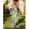 Zeagoo Women’s Summer Casual Boho Sundress Spaghetti Strap Square Neck Flowy Midi Dresses A Line Beach Dress with Pockets(Green1)