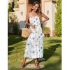 Zeagoo Women’s Summer Casual Boho Sundress Spaghetti Strap Square Neck Flowy Midi Dresses A Line Beach Dress with Pockets(White1)