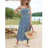 Zeagoo Women’s Summer Casual Boho Sundress Spaghetti Strap Square Neck Flowy Midi Dresses A Line Beach Dress with Pockets(Xh444)