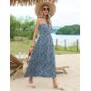 Zeagoo Women’s Summer Casual Boho Sundress Spaghetti Strap Square Neck Flowy Midi Dresses A Line Beach Dress with Pockets(Xh444)