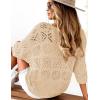 Zeagoo Women’s Summer Crochet Off The Shoulder Hollow Out Knit Tops 2025 V Neck 3/4 Sleeve Sweater Top(Apricot)