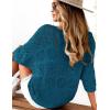 Zeagoo Women’s Summer Crochet Off The Shoulder Hollow Out Knit Tops 2025 V Neck 3/4 Sleeve Sweater Top(Cyan)