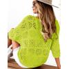 Zeagoo Women’s Summer Crochet Off The Shoulder Hollow Out Knit Tops 2025 V Neck 3/4 Sleeve Sweater Top(Green)