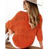Zeagoo Women’s Summer Crochet Off The Shoulder Hollow Out Knit Tops 2025 V Neck 3/4 Sleeve Sweater Top(Orange)