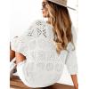 Zeagoo Women’s Summer Crochet Off The Shoulder Hollow Out Knit Tops 2025 V Neck 3/4 Sleeve Sweater Top(White)