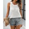 Zeagoo Womens Summer Crochet Sleeveless Sweater Vest Round Neck Hollow Out Knit Tank Tops Casual Loose Cami Tops(A-white)