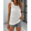 Zeagoo Womens Summer Crochet Sleeveless Sweater Vest Round Neck Hollow Out Knit Tank Tops Casual Loose Cami Tops(A-white)