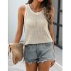 Zeagoo Womens Summer Crochet Sleeveless Sweater Vest Round Neck Hollow Out Knit Tank Tops Casual Loose Cami Tops(Beige)