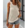 Zeagoo Womens Summer Crochet Sleeveless Sweater Vest Round Neck Hollow Out Knit Tank Tops Casual Loose Cami Tops(Beige)