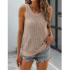 Zeagoo Womens Summer Crochet Sleeveless Sweater Vest Round Neck Hollow Out Knit Tank Tops Casual Loose Cami Tops(Khaki)