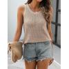 Zeagoo Womens Summer Crochet Sleeveless Sweater Vest Round Neck Hollow Out Knit Tank Tops Casual Loose Cami Tops(Khaki)