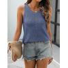 Zeagoo Womens Summer Crochet Sleeveless Sweater Vest Round Neck Hollow Out Knit Tank Tops Casual Loose Cami Tops(Lake Blue)